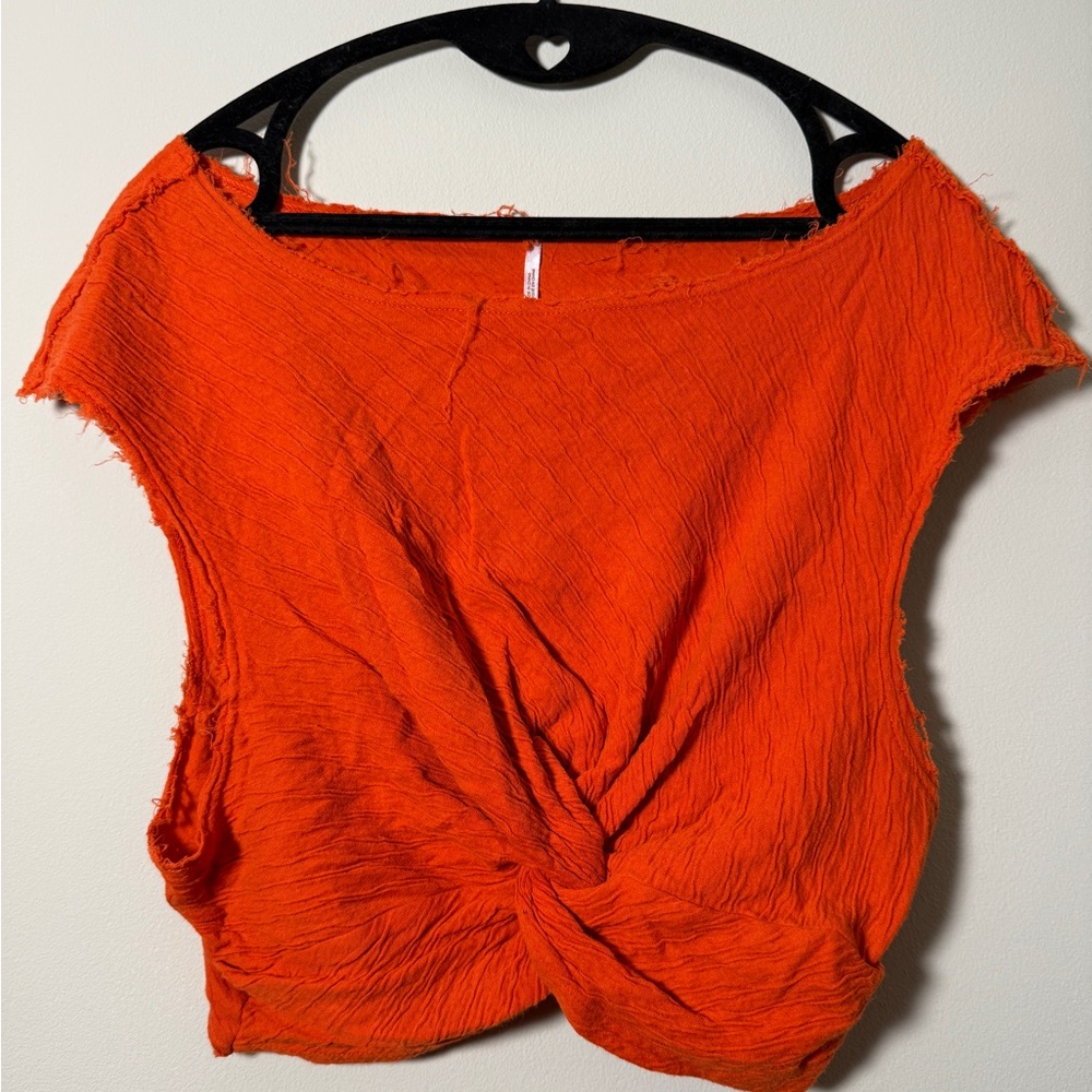 Free People Vibrant Orange Twist Crop Top